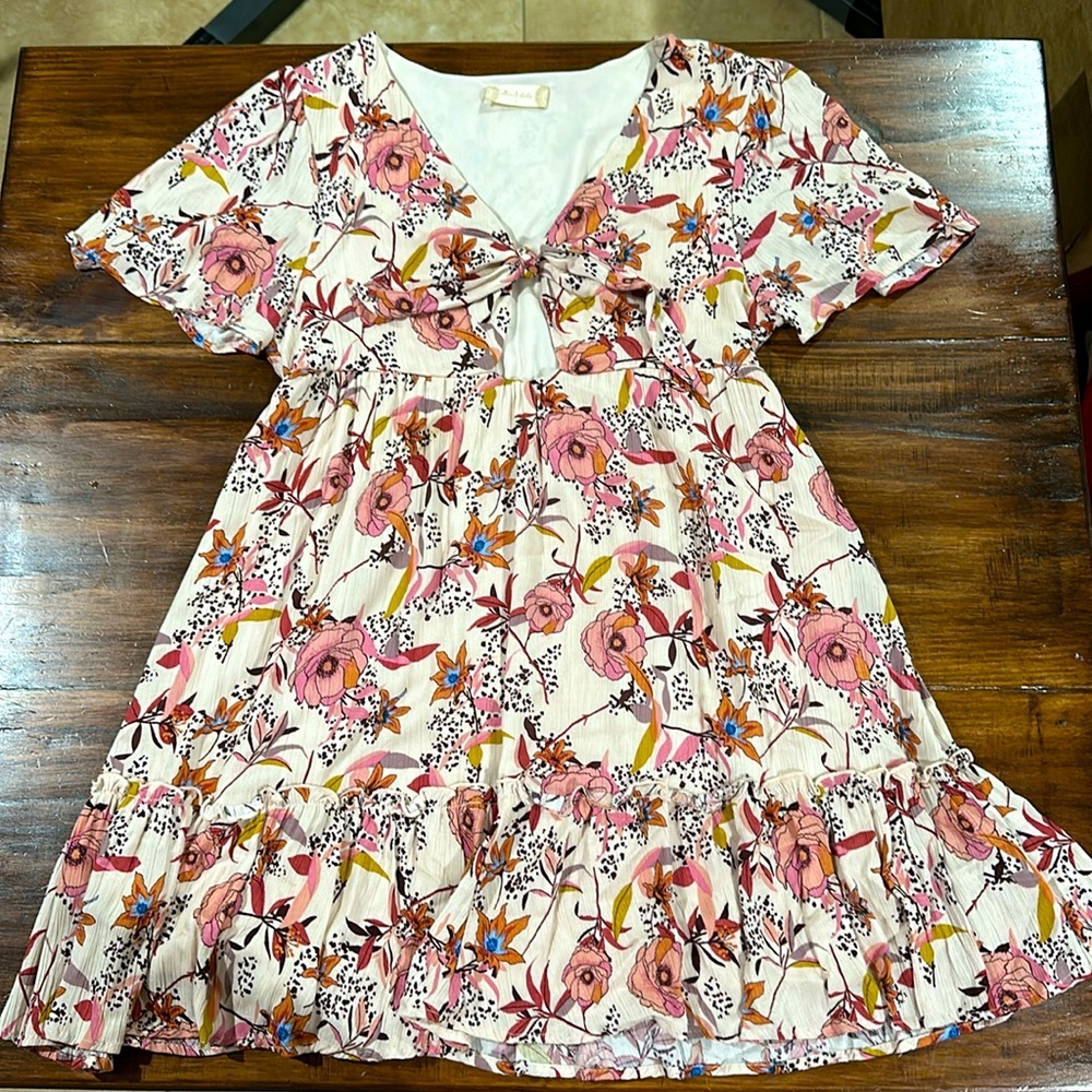 Beautiful Altar’d State Peach Floral Mini Dress Large